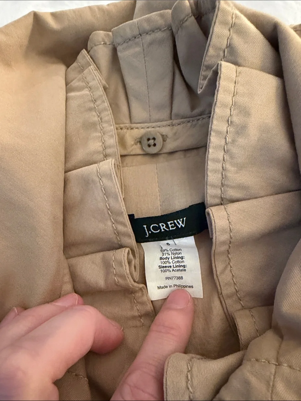 J. Crew Short Double-Breasted Trench Jacket in Tan